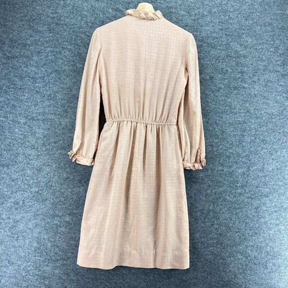 Nola Duncan Dress Women M Medium Beige Sheath Midi 1/2 Button Long Sleeve Casual - Picture 2 of 8